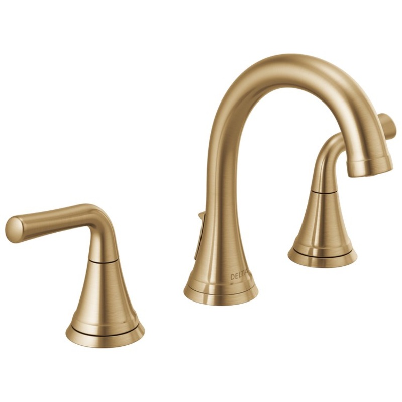 Lavatory Faucet Kayra Widespread 6 to 16 Inch Spread 2 Lever ADA WaterSense Brilliance Champagne Bronze 1.2 Gallons per Minute Metal Pop-Up 3 Hole