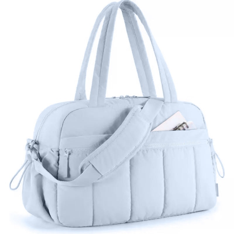 Light Blue Versatile Carry-On Travel Duffel Bag – Airline Personal Item Size with Waterproof Wet Pocket & Trolley Sleeve