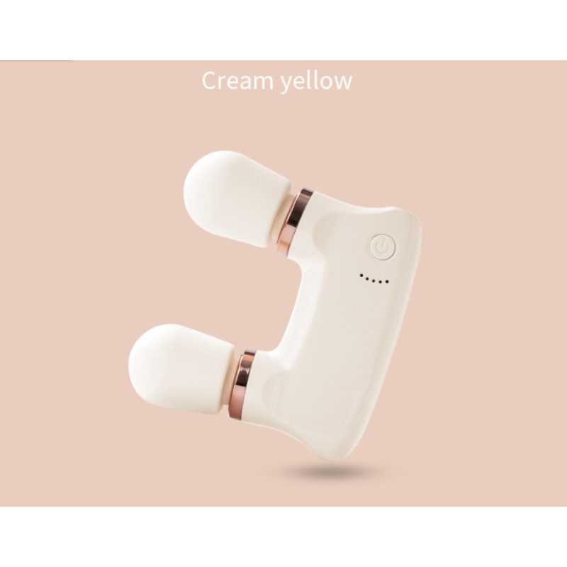 Light yellow Portable Dual Head Mini Massager – 5 Modes, Quiet Operation, USB-C Rechargeable