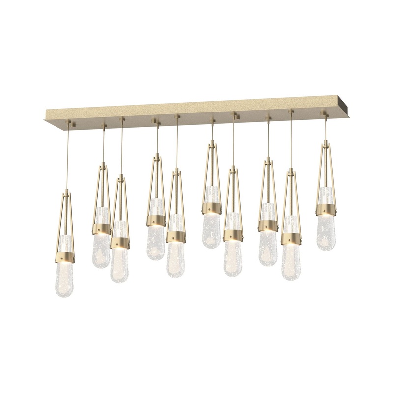 Link 10-Light Blown Glass Pendant Soft Gold Clear Bubble Glass (YG)