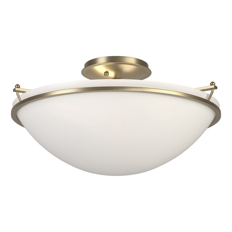 Plain Large Semi-Flush Soft Gold Opal Glass (GG)