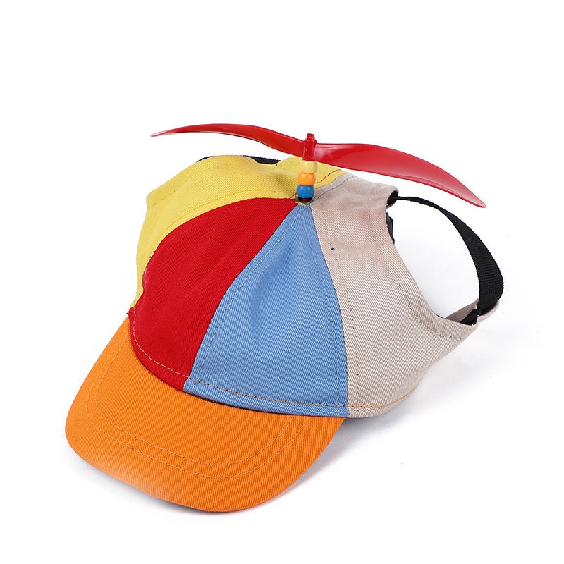 S Orange Pet Baseball Cap with Spinning Propeller – Colorful Fun Design – See Details for Sizing