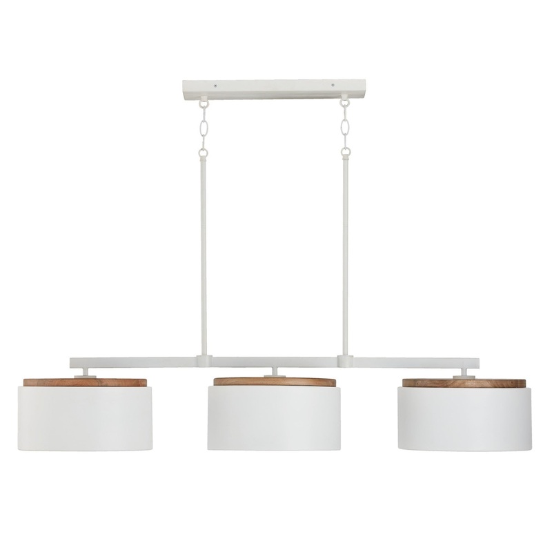 Three Light Island Pendant from the Liam Collection in Light Wood and White Finish by Capital Lighting