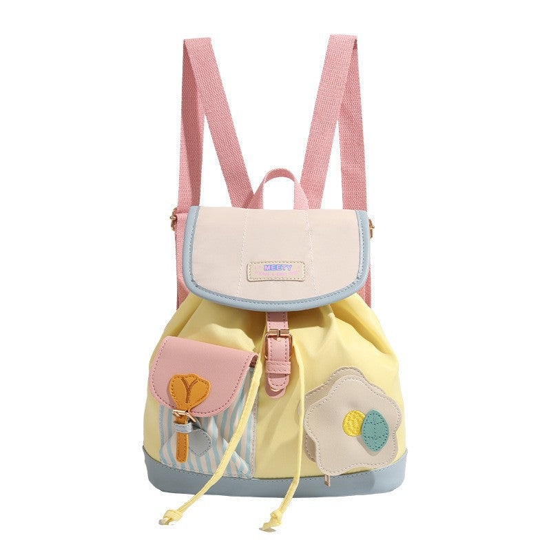 Colorful Chic Colorblock Mini Backpack – Cute Canvas Student Daypack, Lightweight Commuter Bag
