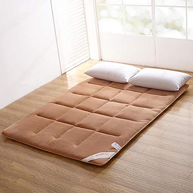 CUICI Flanella Giapponese Ciboerasso A Pavimento Ciboerasso Futon Addensare Pieghevole Roll Up Tatami Sleeping Pad,Giapponese Letto Cibo-Cammello 120x200cm(47x79inch)