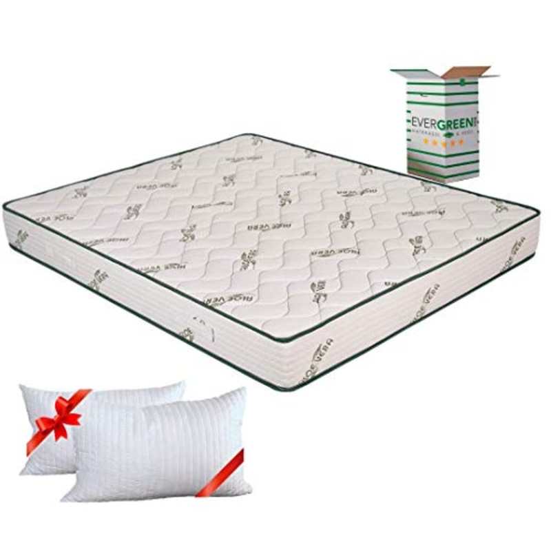 EVERGREENWEB – Materasso Matrimoniale 160×190 in Aloe Vera e Waterfoam Ortopedico Alto 20 cm, Tessuto Antiacaro Rivestimento Effetto MASSAGGIANTE per Tutti Letti e Reti