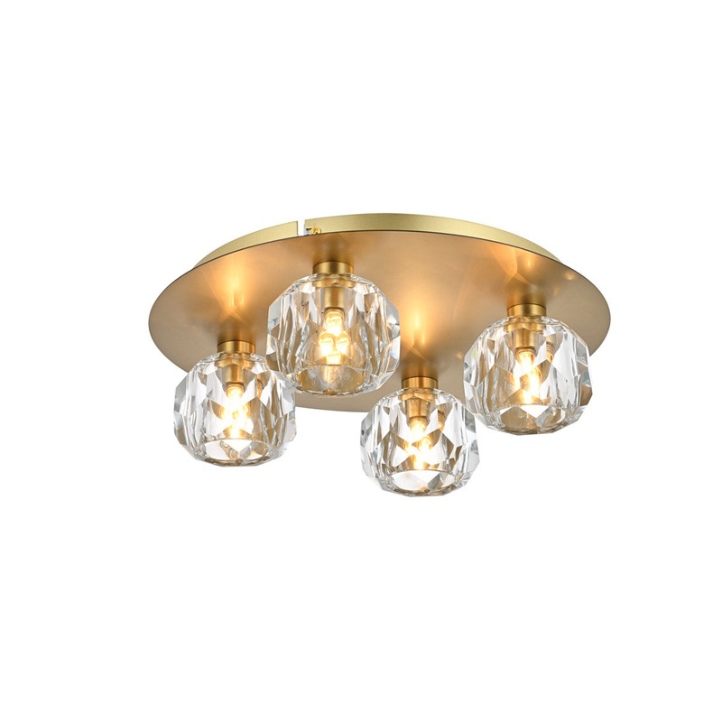 Four Light Flush Mount from the Graham Collection in Gold And Clear Finish by Elegant Lighting