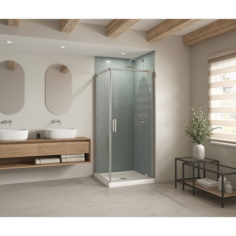 MAAX 420021-500-001-000 B3X 3636 Acrylic Corner Left or Right Shower Base with Center Drain in White