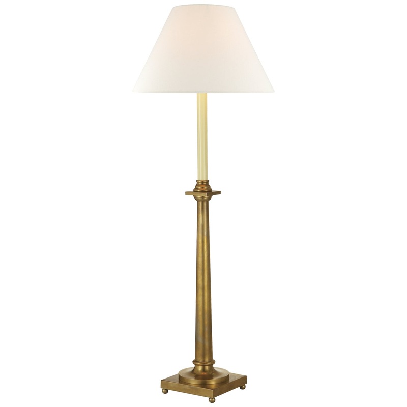 One Light Buffet Lamp from the Swedish Column Collection in Antique-Burnished Brass Finish by Visual Comfort Signature