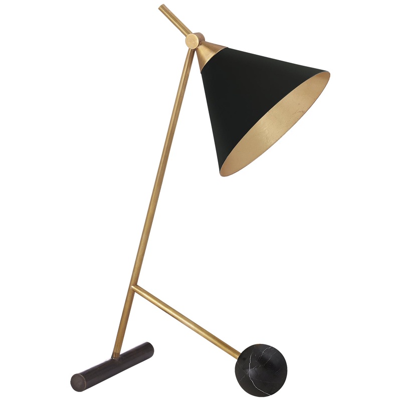 One Light Table Lamp from the Cleo Collection in Bronze With Antique-Burnished Brass Finish by Visual Comfort Signature