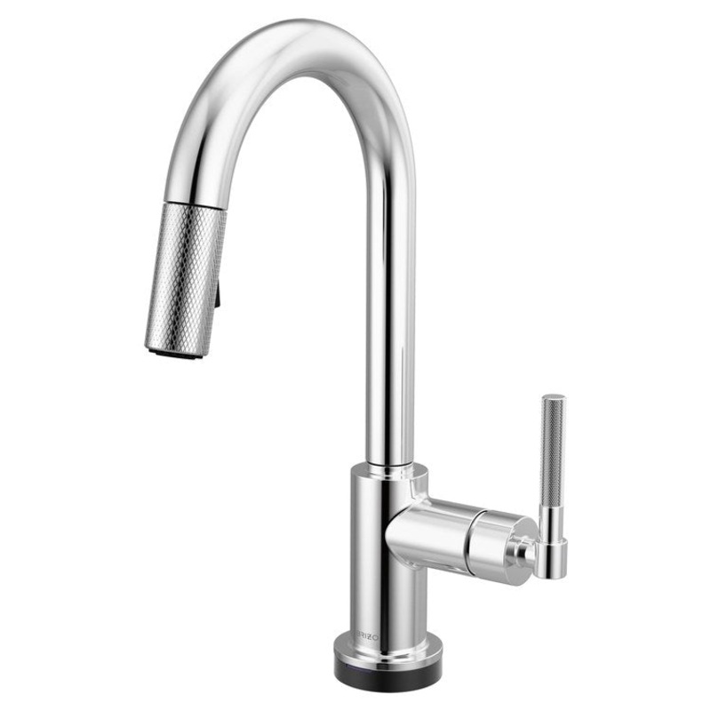 Prep Faucet Litze Smarttouch 1 Knurled Handle ADA Polished Chrome Pull Down Dual Function Arc 360 DEG Swivel 1.8 Gallons per Minute
