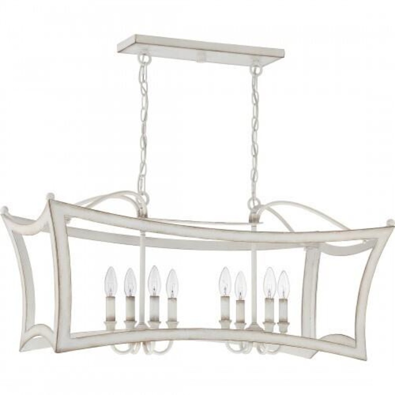 Quoizel SUM836AWH Summerford Linear chandelier 8 light antique white Island Light