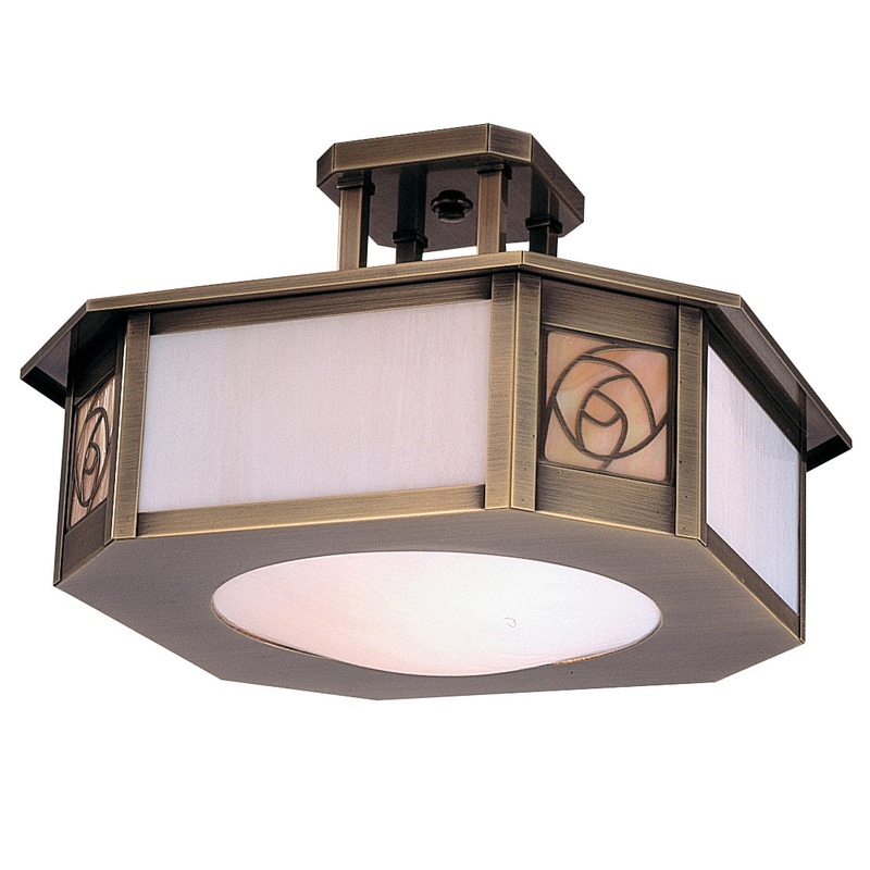 Arroyo SCCM-15GWC-AB Saint Clair Two Light Semi-Flush Ceiling Light Antique Brass