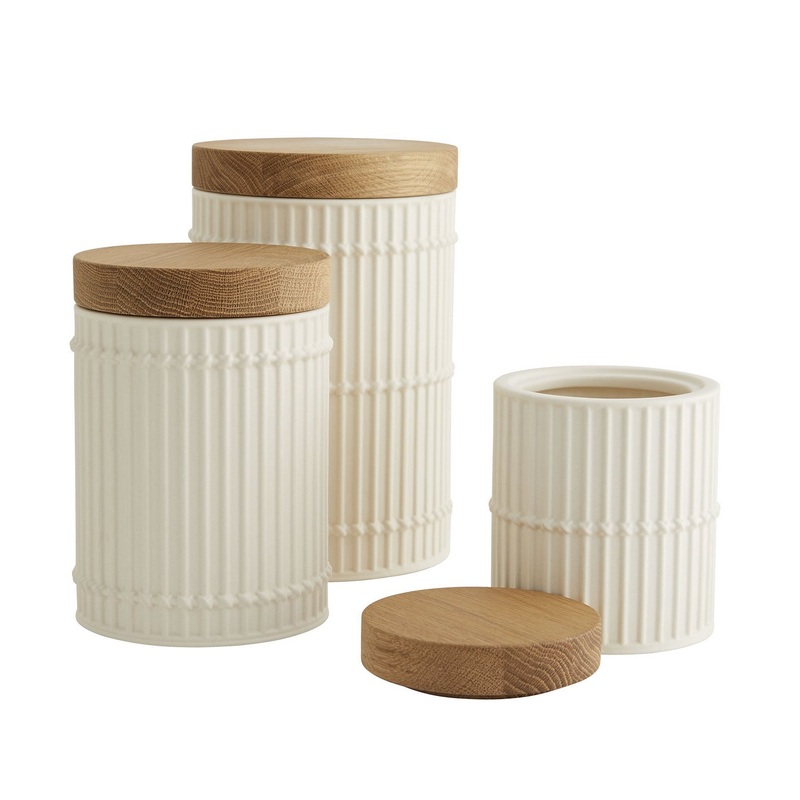 Arteriors DW1000 Palm Canister, set of 3 Matte Ivory