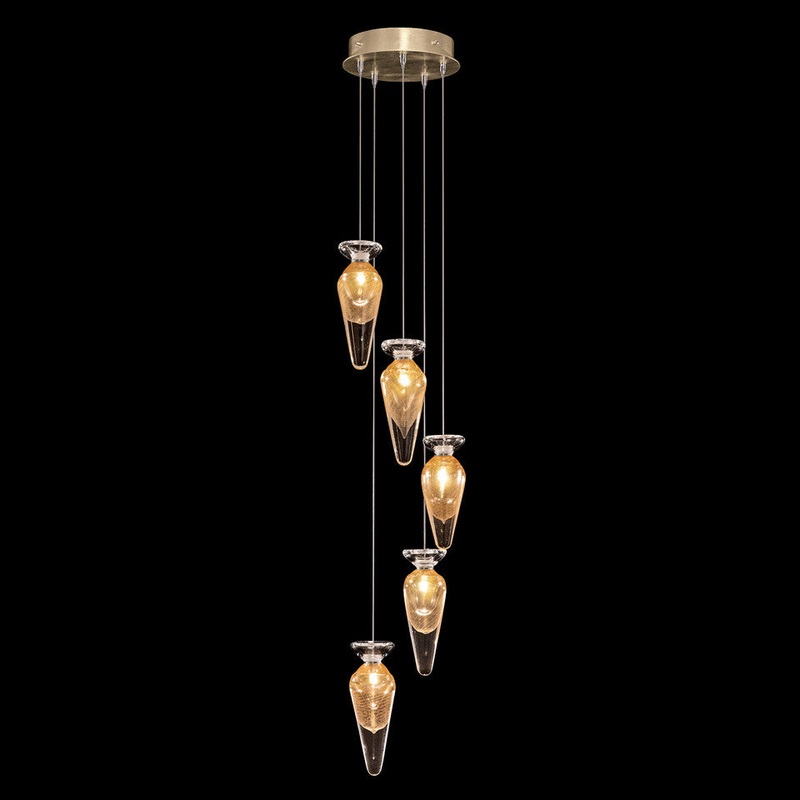 Essence 11.5″W Round Pendant Gold/Gold Tear