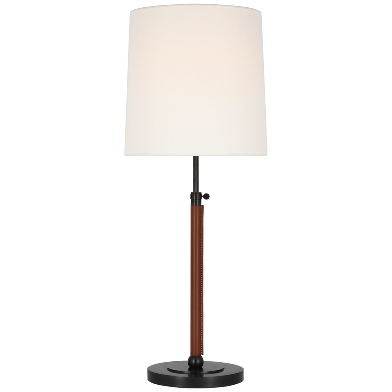 LED Table Lamp from the Bryant Wrapped Collection in Bronze And Saddle Leather Finish by Visual Comfort Signature