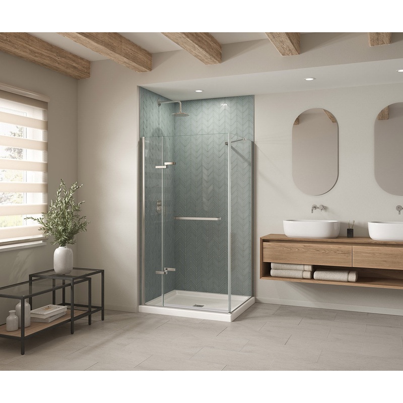 MAAX 420034-502-001-100 B3Square 4236 Acrylic Corner Left Shower Base in White with Center Drain