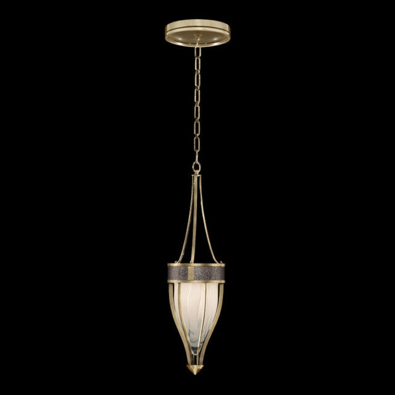 Mirage 7.5″W Round Pendant Soft Gold Leaf/Brass/Pebble