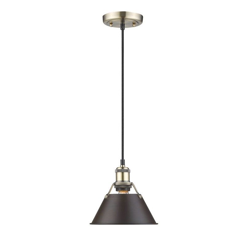 One Light Mini Pendant from the Orwell Collection in Aged Brass Finish by Golden
