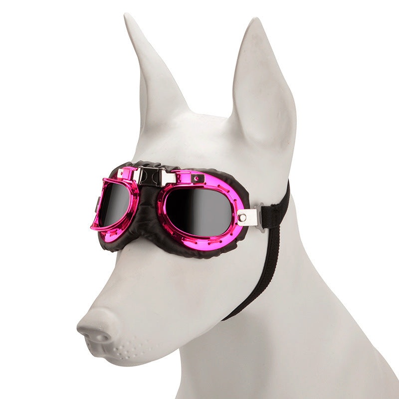 Pink Frame Black Film Retro Pet Goggles – UV Protection Sunglasses for Small Medium Dogs & Cats, Windproof Shatterproof Eye Protection