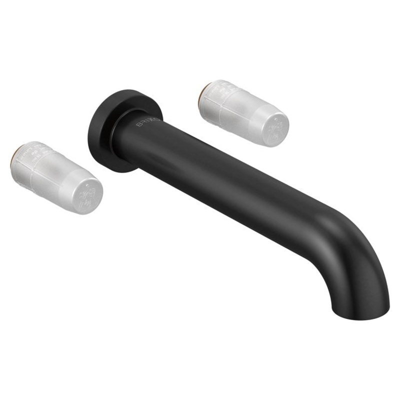 Tub Filler Trim Litze Wall Mount Less Handle Matte Black ADA 8-16 Inch Spread Less Handshower 9.3 Gallons per Minute