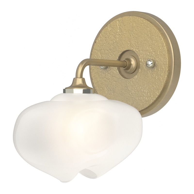 Ume 1-Light Curved Arm Bath Sconce Soft Gold Modern Brass