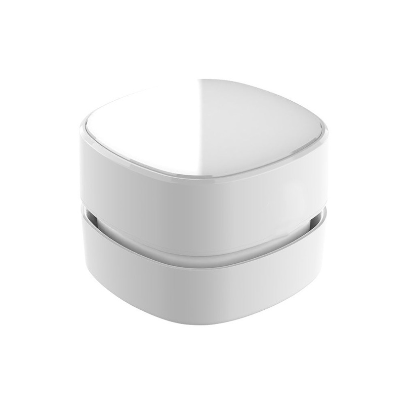 White Rechargeable Cordless Mini Desktop Vacuum – Portable Handheld Cleaner for Desk, Keyboard, Crumb & Dust