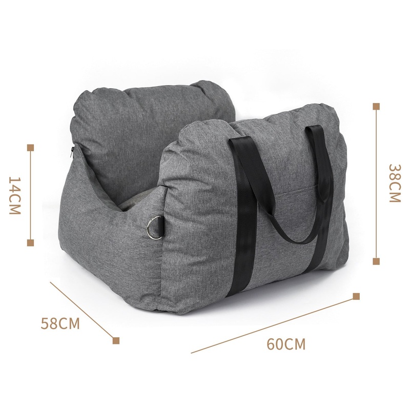 2-in-1 Pet Car Booster Seat & Travel Bed – Removable, Non-Slip, for Small Dogs & Cats(Grey)