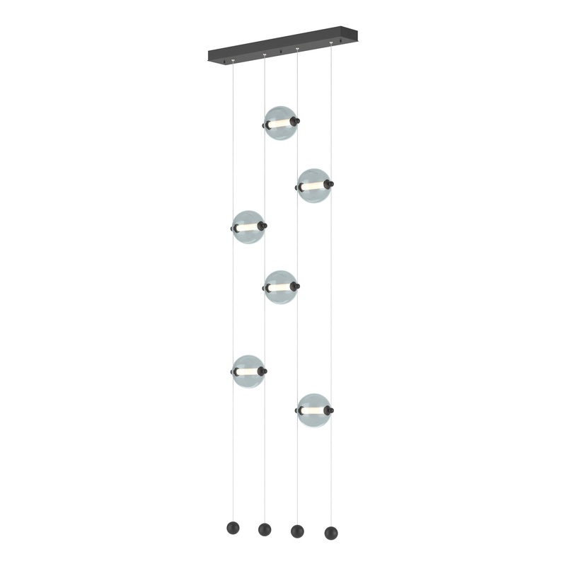 Abacus 6-Light Ceiling-to-Floor LED Pendant Black Cool Grey Glass (YL)
