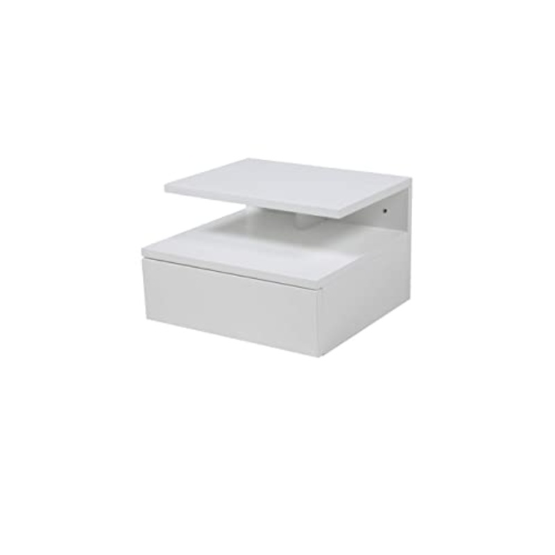 AC Design Furniture Fia Comodino, Alt: 22,5 x Larg: 32 x Lung: 35 cm, Bianco, Legno ingegnerizzato, 1 pz