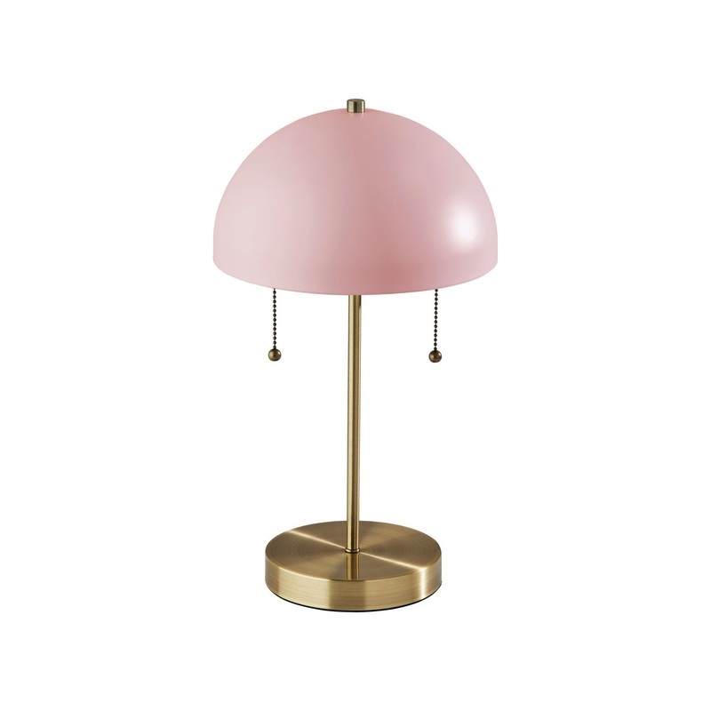 Bowie Table Lamp Antique Brass & Light Pink