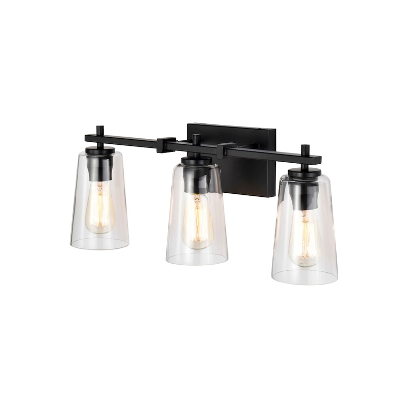 Erie 3-Light Vanity Black with Clear Glass
