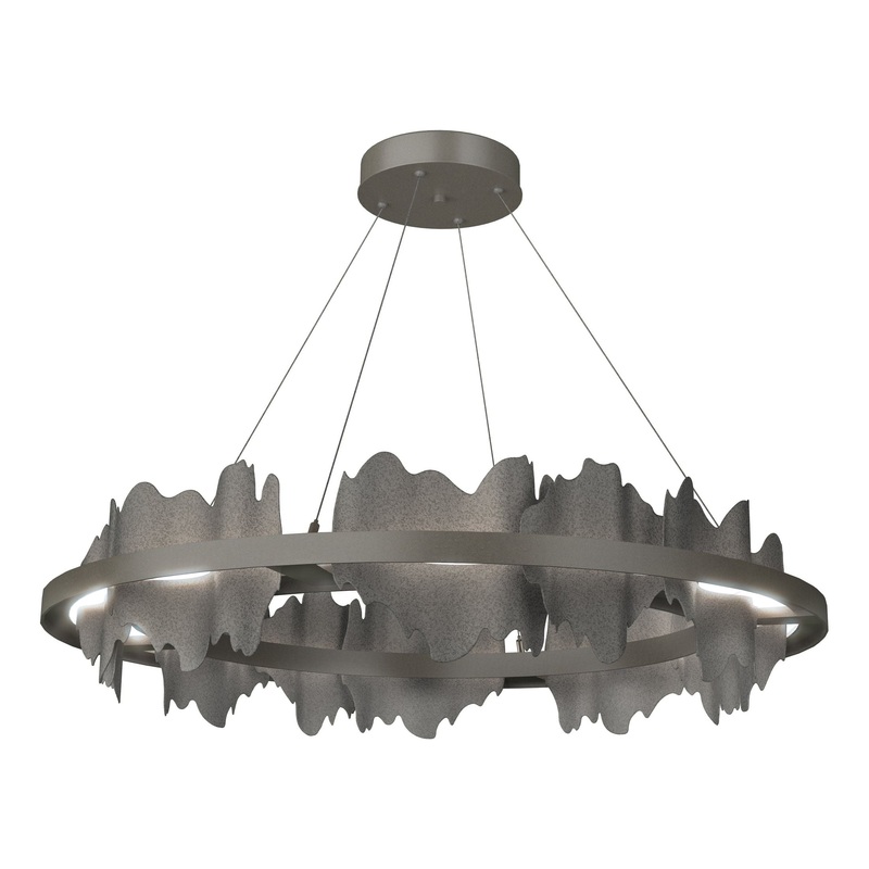 Hildene Circular LED Pendant Dark Smoke Natural Iron