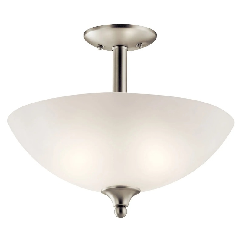 Jolie 15″ 2-Light Convertible Inverted Pendant / Semi Flush Brushed Nickel None