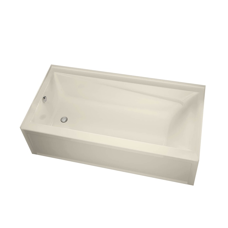 MAAX 105456-091-004-102 New Town 6032 IFS Acrylic Alcove Left-Hand Drain 10 Microjets Bathtub in Bone
