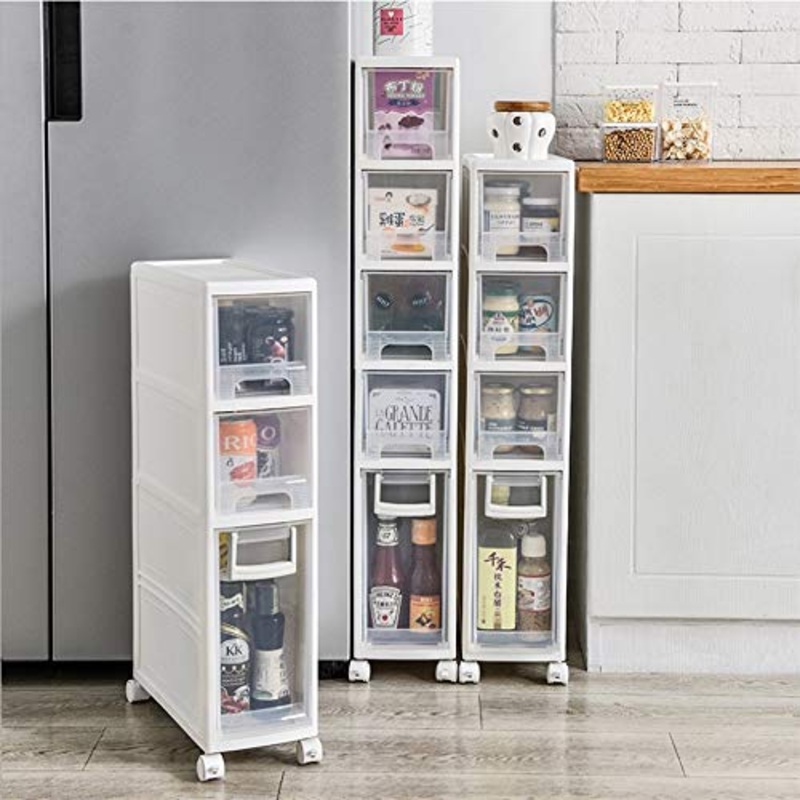 SuDeLLong Cassettiere in plastica per Abbigliamento Bagno Cassetto Piedi Governo Storage Unit Torre Rettangolare (Color : White, Size : 16X36X111.5cm)