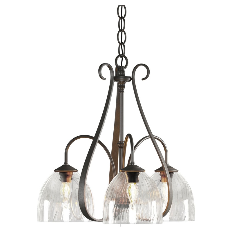 Sweeping Taper 3-Arm Chandelier Dark Smoke Water Glass (LL)