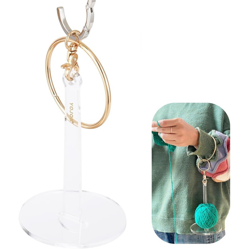 Transparent 2-Piece Acrylic Portable Wrist Yarn Holder – Knitting & Crochet Stand