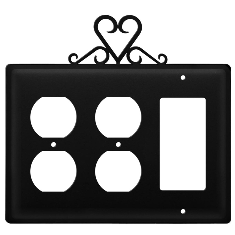 Village Wrought Iron EOOG-51 Triple Heart Double Outlet and Single GFI Cover CUSTOM Product