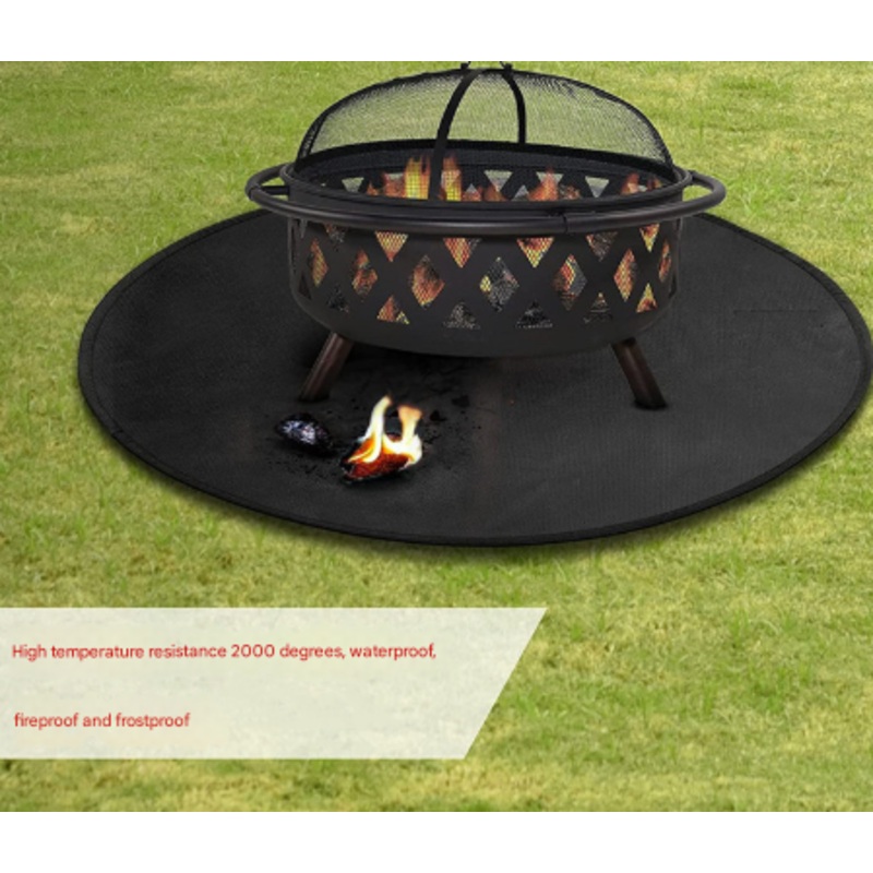 24-Inch Black Fireproof Mat for Fire Pit and BBQ – Silicone Coated