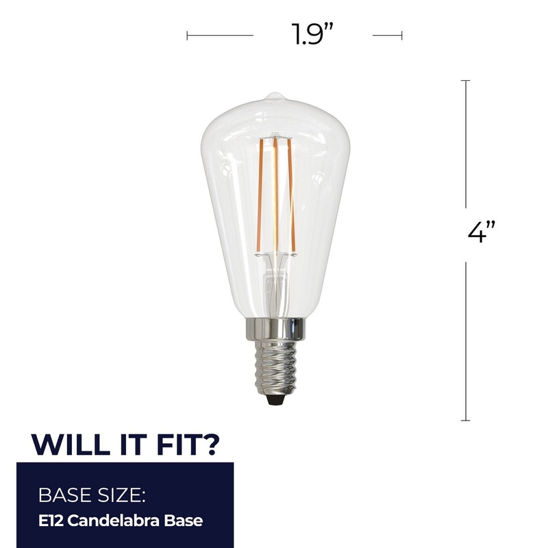 4 Watt ST15 Clear, 400  Lumens, E12 base, 120 Volt Light Bulb by Bulbrite