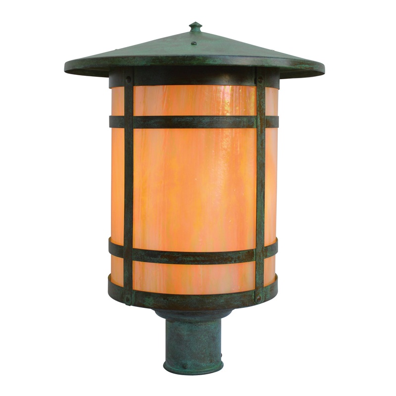 Arroyo BP-14LGW-VP Berkeley One Light Post Mount Verdigris Patina