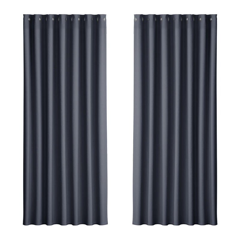 Artiss 2X Blockout Curtains Eyelet 240x230cm Charcoal