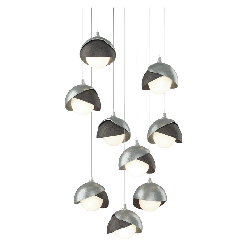 Brooklyn 9-Light Double Shade Pendant Vintage Platinum Natural Iron
