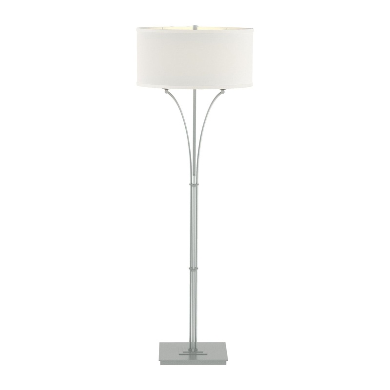 Contemporary Formae Floor Lamp Vintage Platinum Natural Anna Shade (SF)