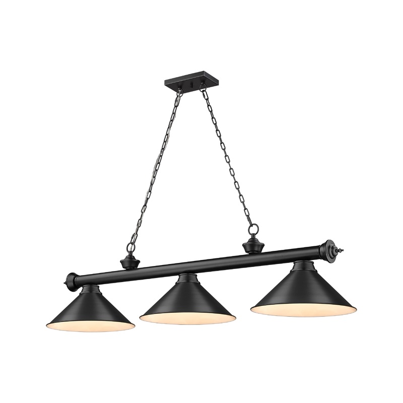 Cordon 3-Light Billiard Matte Black Cone Matte Black Steel