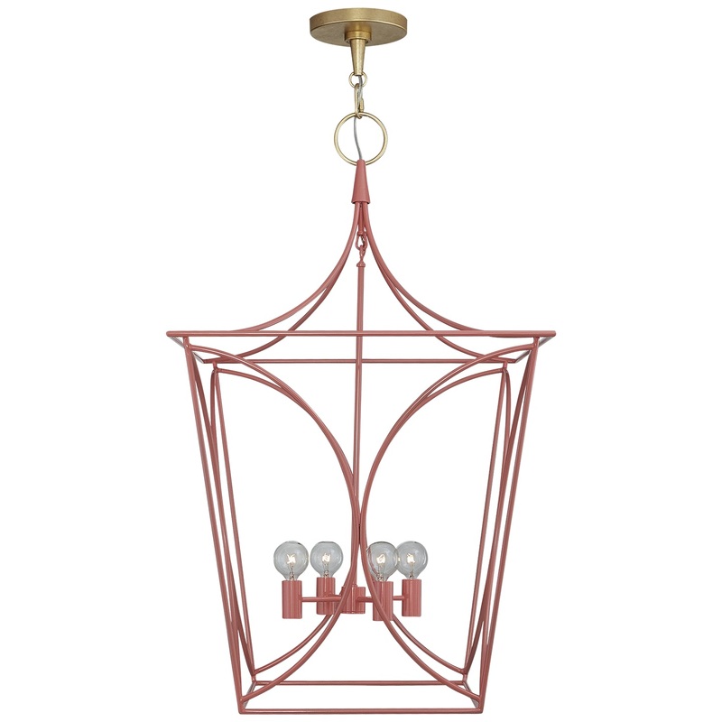 Four Light Lantern from the Cavanagh Collection in Coral And Gild Finish by Visual Comfort Signature