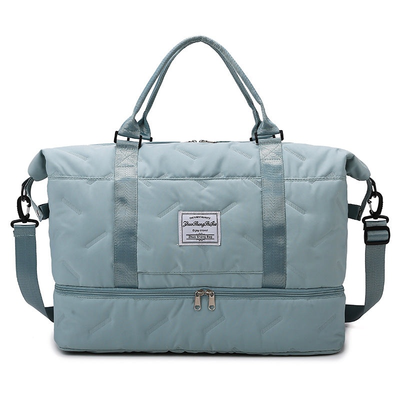 Green Stylish Quilted Duffel Bag for Travel & Gym – Large Capacity Weekender with Shoe Compartment and Wet Pocket