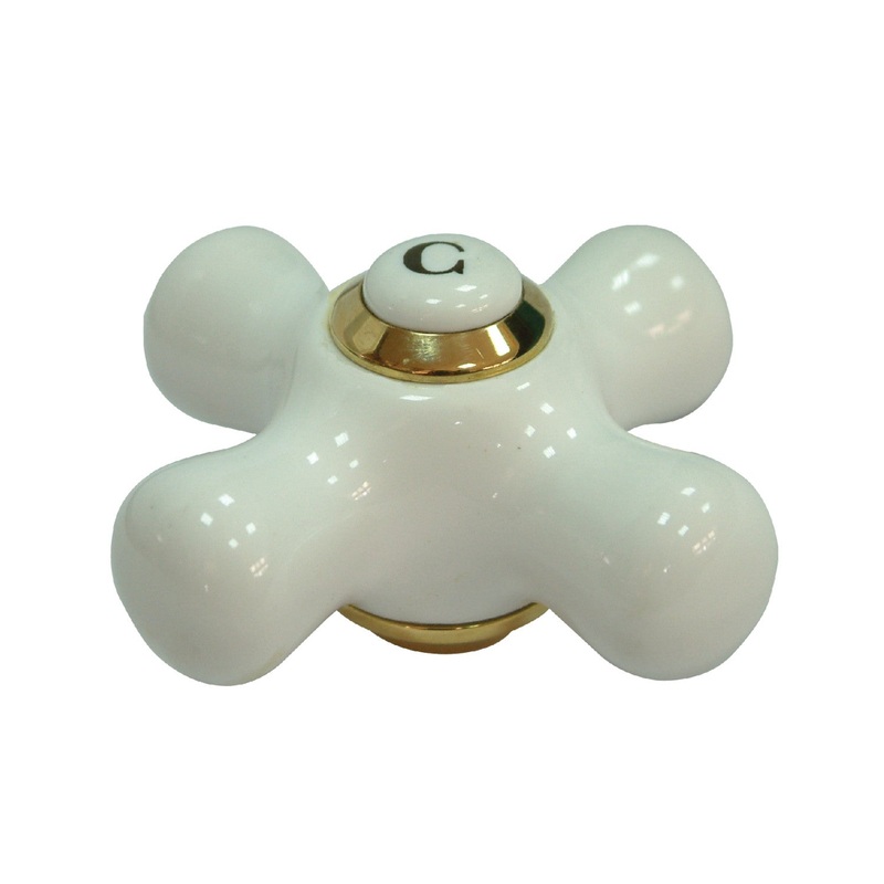 KSH3602PXC Cold Porcelain Cross Handle, Polished Brass