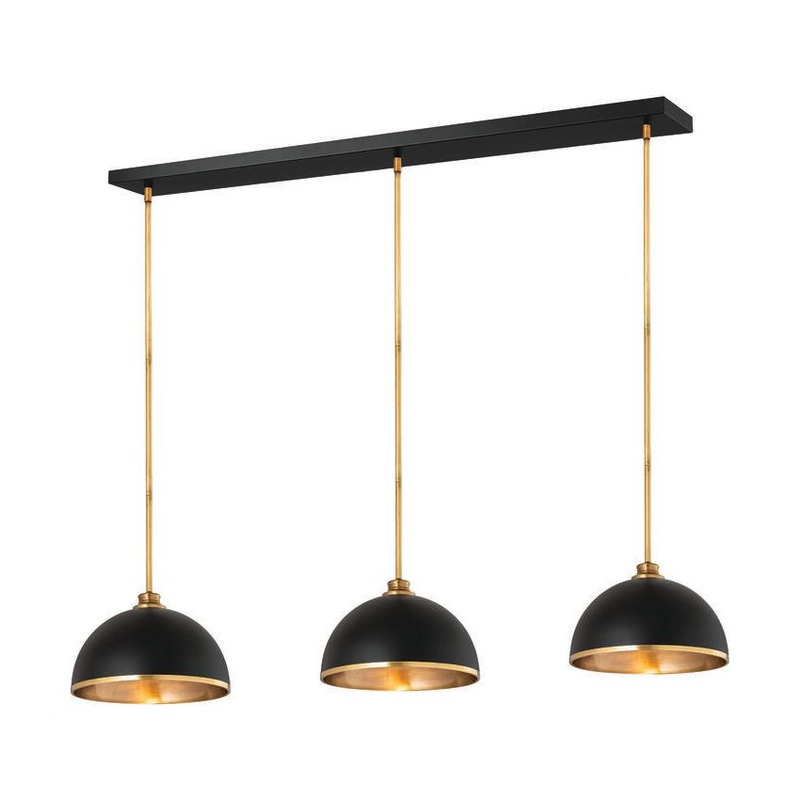 Landry 3-Light Pendant Matte Black + Rubbed Brass
